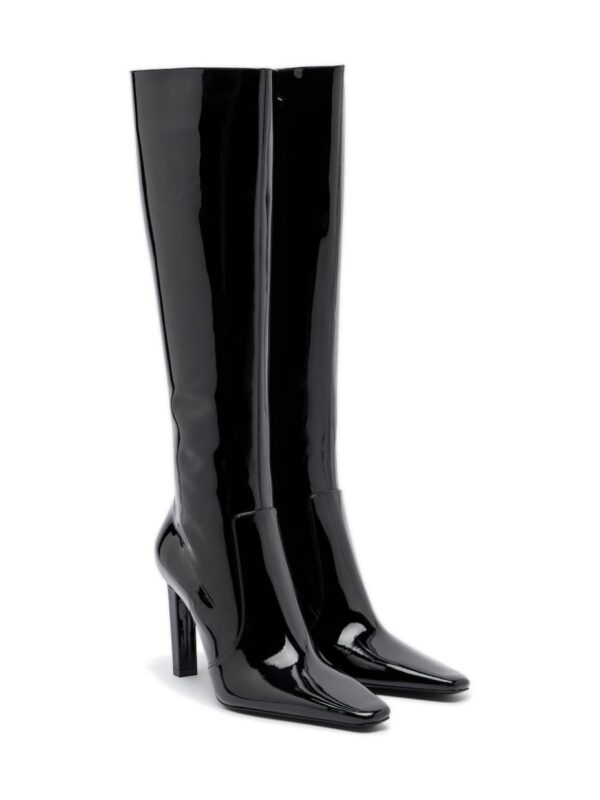 Saint Laurent Françoise Patent Leather Knee-High Boots – Black