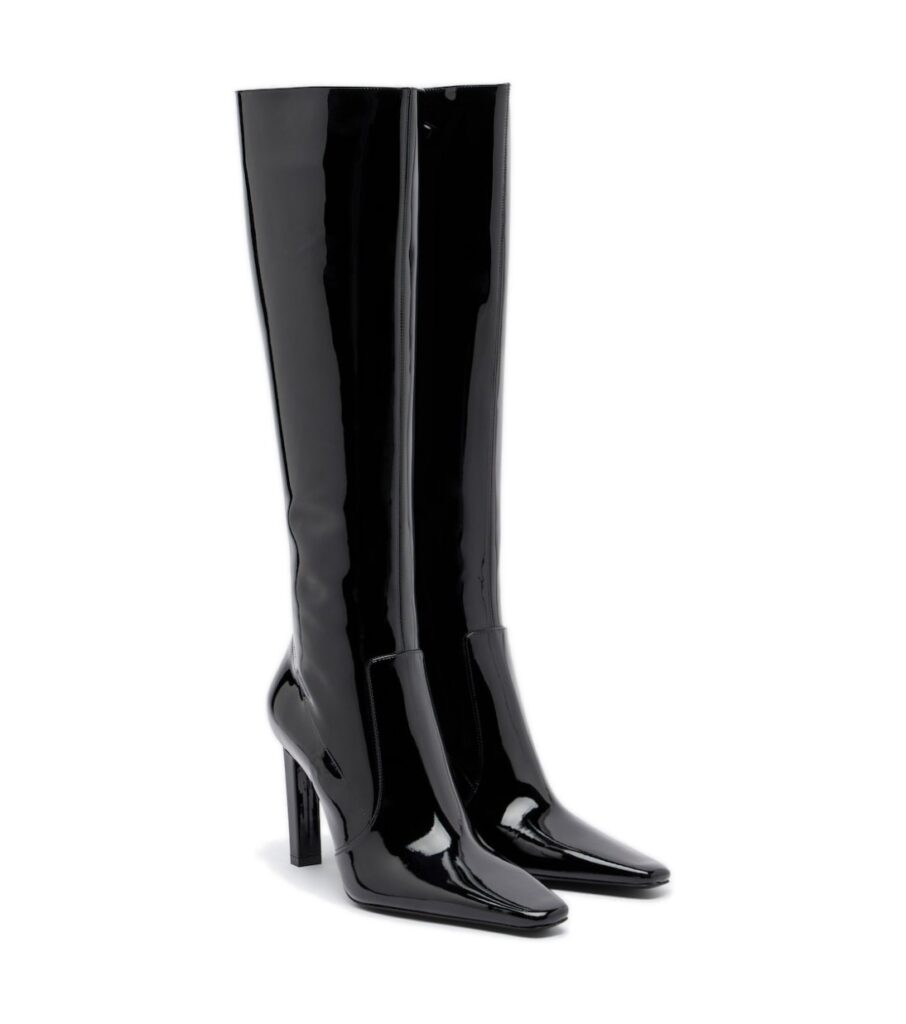 Saint Laurent Françoise Patent Leather Knee-High Boots – Black
