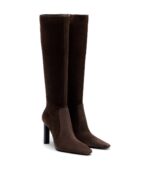 Saint Laurent Françoise Suede Knee-High Boots – Brown