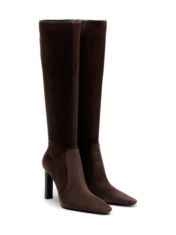 Saint Laurent Françoise Suede Knee-High Boots – Brown