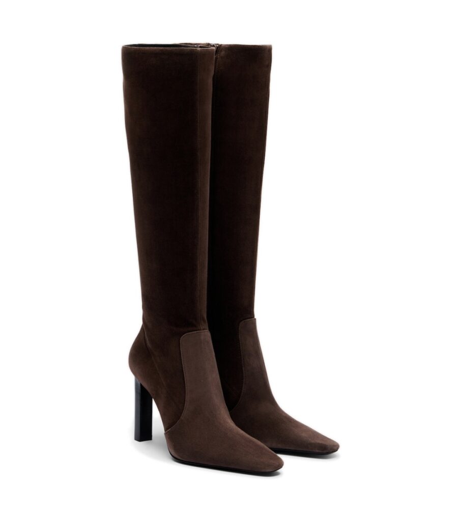 Saint Laurent Françoise Suede Knee-High Boots – Brown