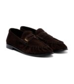 Saint Laurent Le Loafer Cassandre Suede Penny Loafers – Brown