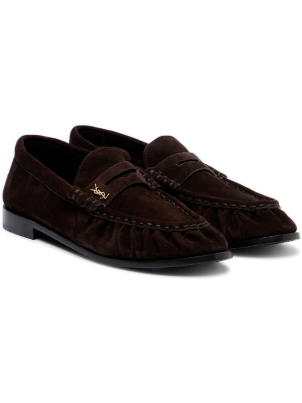 Saint Laurent Le Loafer Cassandre Suede Penny Loafers – Brown