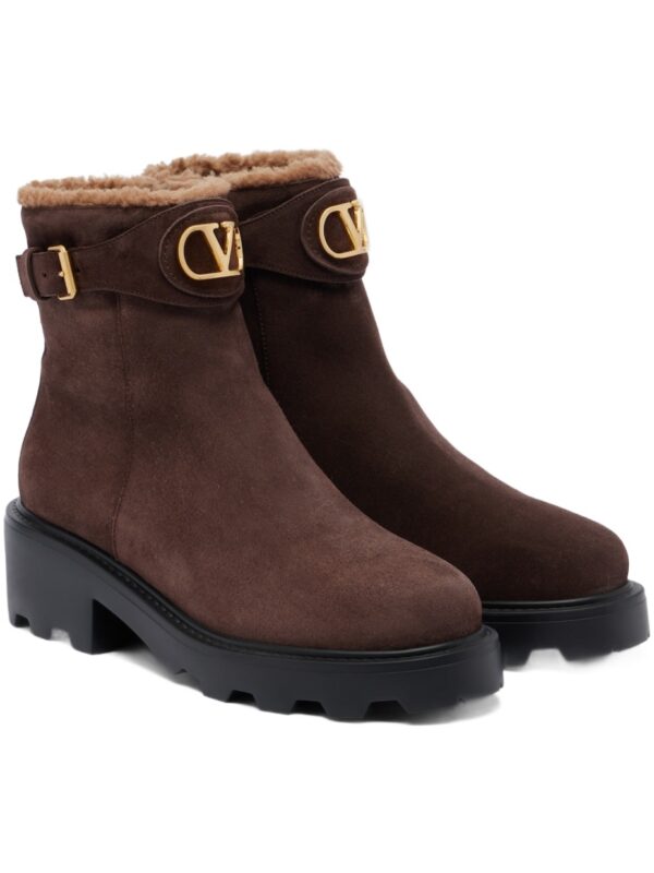 Valentino Garavani VLogo Suede Ankle Boots – Brown