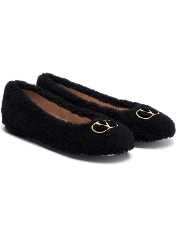 Valentino Garavani VLogo Teddy Ballet Flats – Black